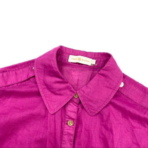 Tory Burch 100% cotton sheer pink button up top - Picture 3 of 3
